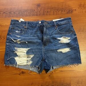 American Eagle Outfitters Blue Distressed Jean Shorts